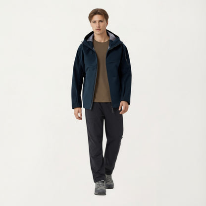 Anna-Kaci Men's Waterproof Hooded Jacket with Zipper Pockets and Adjustable Drawstrings