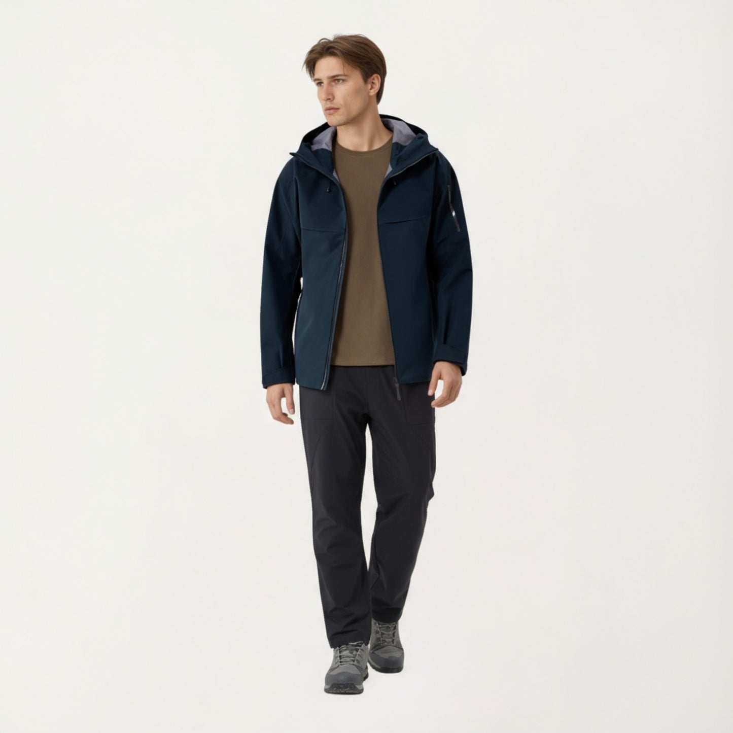 Anna-Kaci Men's Waterproof Hooded Jacket with Zipper Pockets and Adjustable Drawstrings