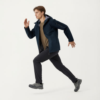 Anna-Kaci Men's Waterproof Hooded Jacket with Zipper Pockets and Adjustable Drawstrings