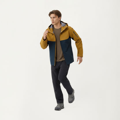 Anna-Kaci Men's Waterproof Hooded Jacket with Zipper Pockets and Adjustable Drawstrings