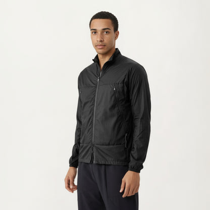 Anna-Kaci Men's Lightweight Zip-Up Windbreaker Jacket with High Collar and Elastic Cuffs