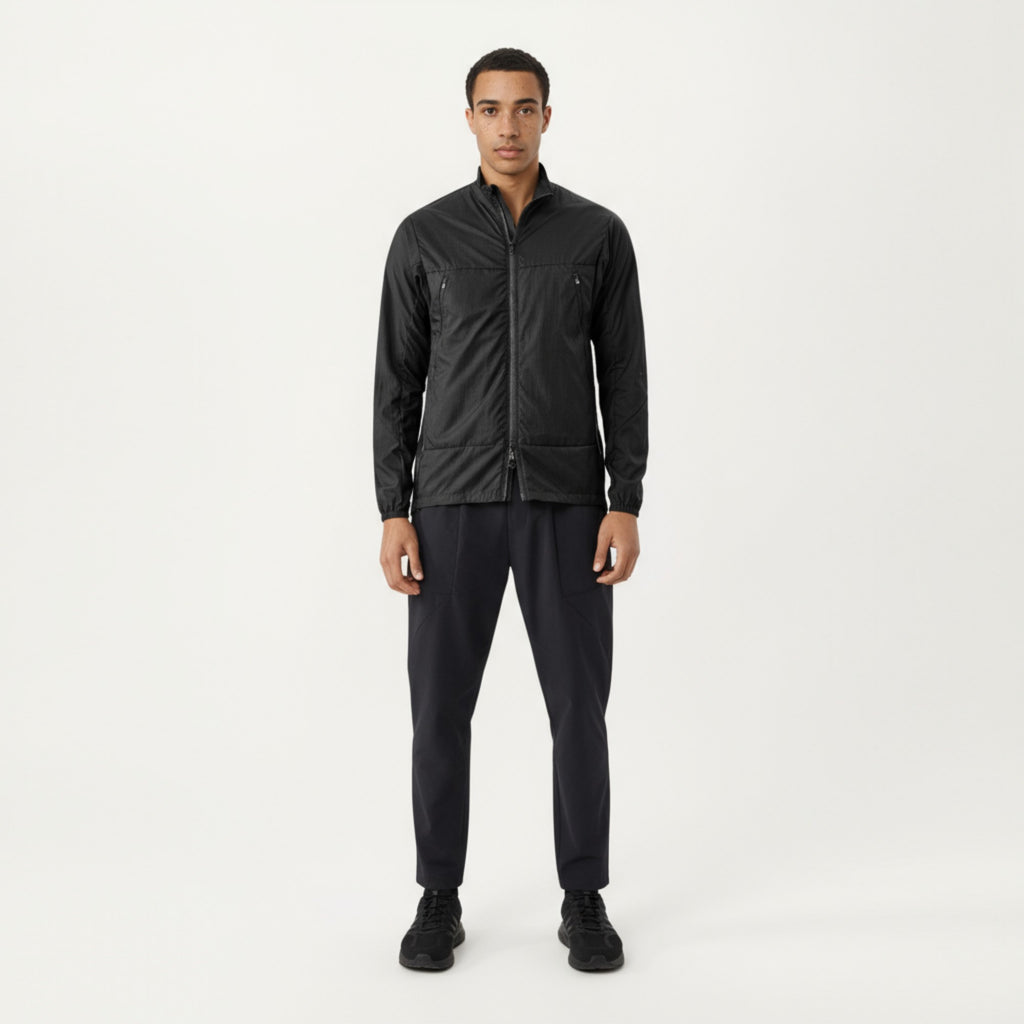 Anna-Kaci Men's Lightweight Zip-Up Windbreaker Jacket with High Collar and Elastic Cuffs