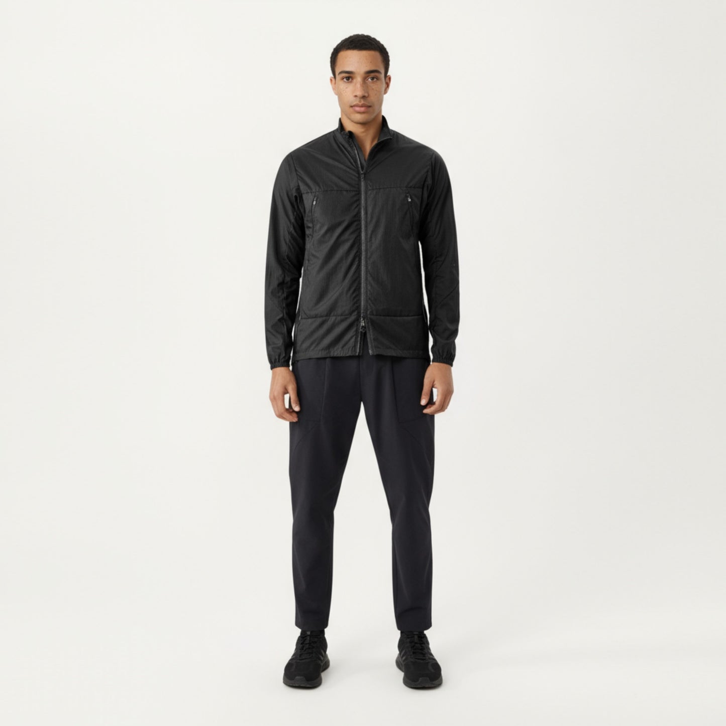 Anna-Kaci Men's Lightweight Zip-Up Windbreaker Jacket with High Collar and Elastic Cuffs