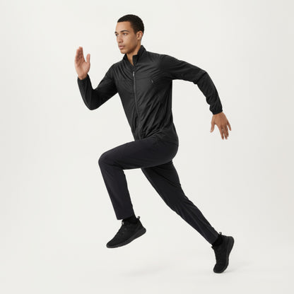 Anna-Kaci Men's Lightweight Zip-Up Windbreaker Jacket with High Collar and Elastic Cuffs