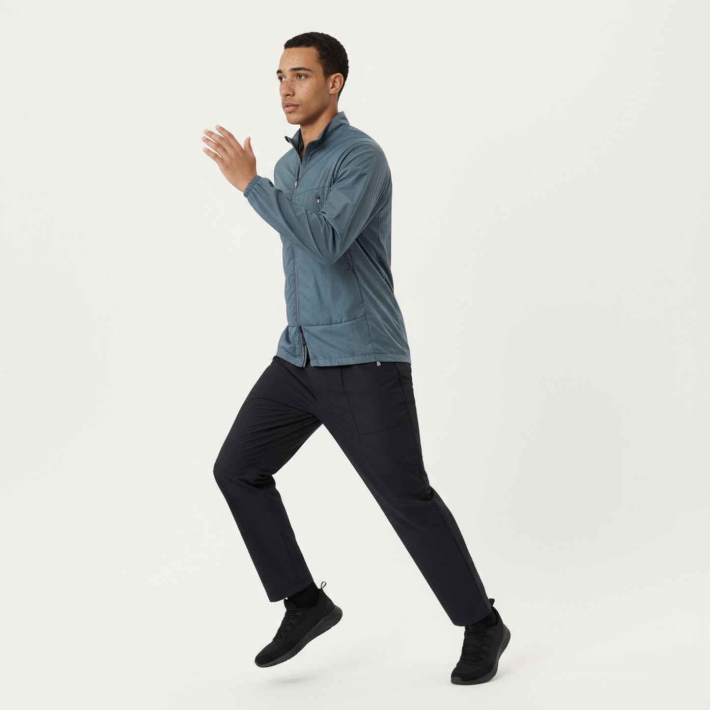 Anna-Kaci Men's Lightweight Zip-Up Windbreaker Jacket with High Collar and Elastic Cuffs