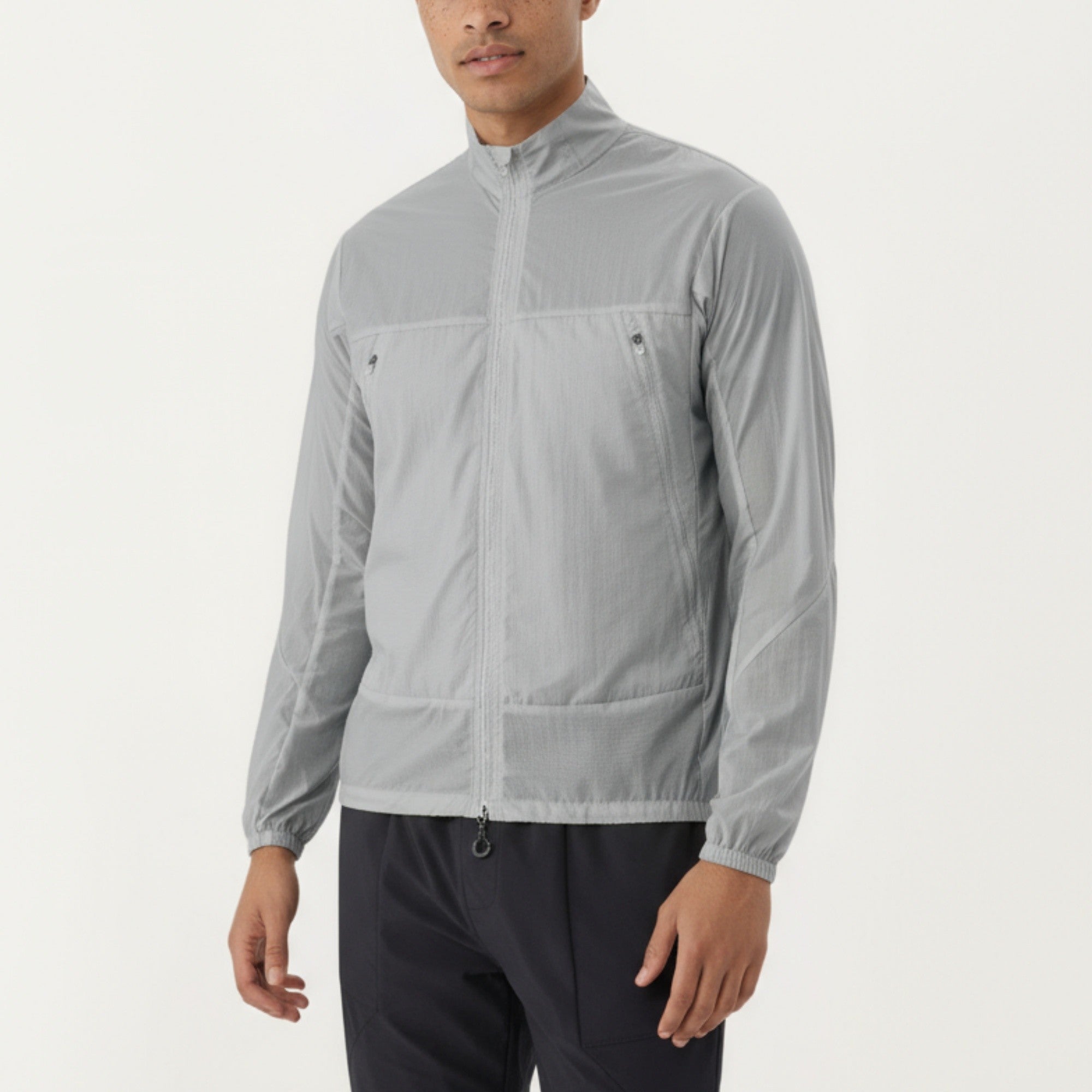 Anna-Kaci Men's Lightweight Zip-Up Windbreaker Jacket with High Collar and Elastic Cuffs
