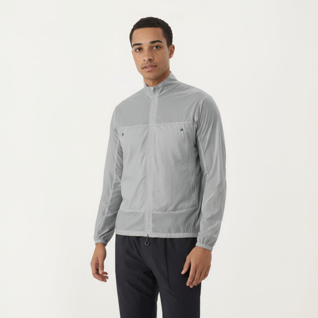 Anna-Kaci Men's Lightweight Zip-Up Windbreaker Jacket with High Collar and Elastic Cuffs
