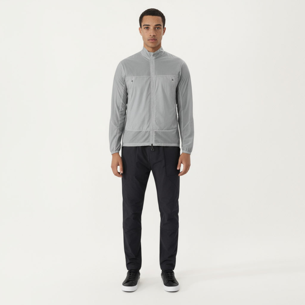 Anna-Kaci Men's Lightweight Zip-Up Windbreaker Jacket with High Collar and Elastic Cuffs