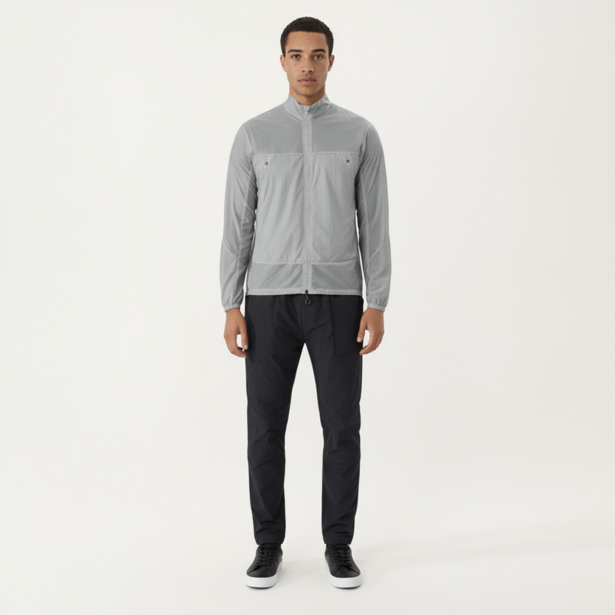 Anna-Kaci Men's Lightweight Zip-Up Windbreaker Jacket with High Collar and Elastic Cuffs