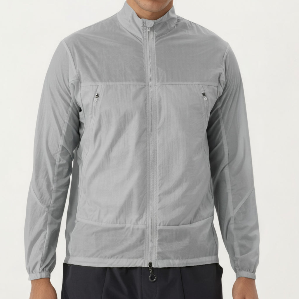 Anna-Kaci Men's Lightweight Zip-Up Windbreaker Jacket with High Collar and Elastic Cuffs