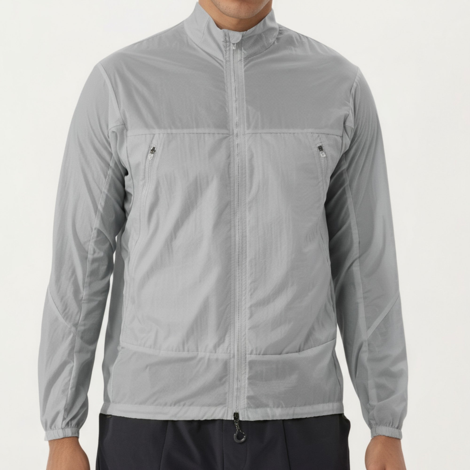 Anna-Kaci Men's Lightweight Zip-Up Windbreaker Jacket with High Collar and Elastic Cuffs