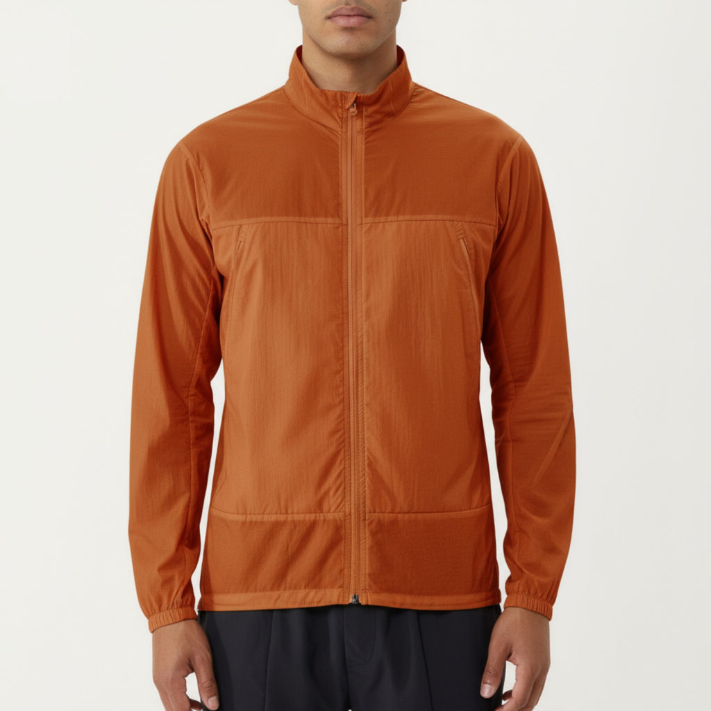 Anna-Kaci Men's Lightweight Zip-Up Windbreaker Jacket with High Collar and Elastic Cuffs
