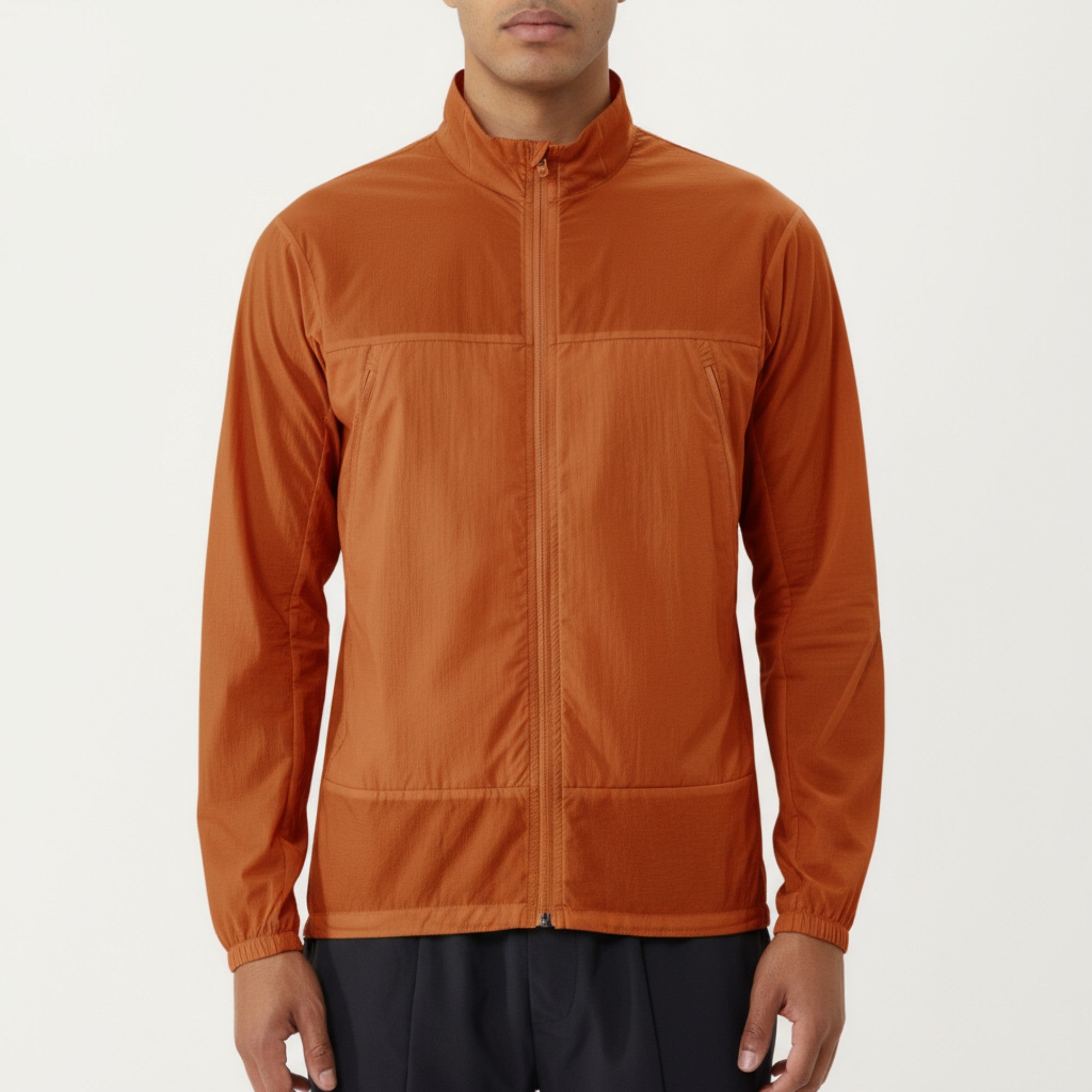 Anna-Kaci Men's Lightweight Zip-Up Windbreaker Jacket with High Collar and Elastic Cuffs