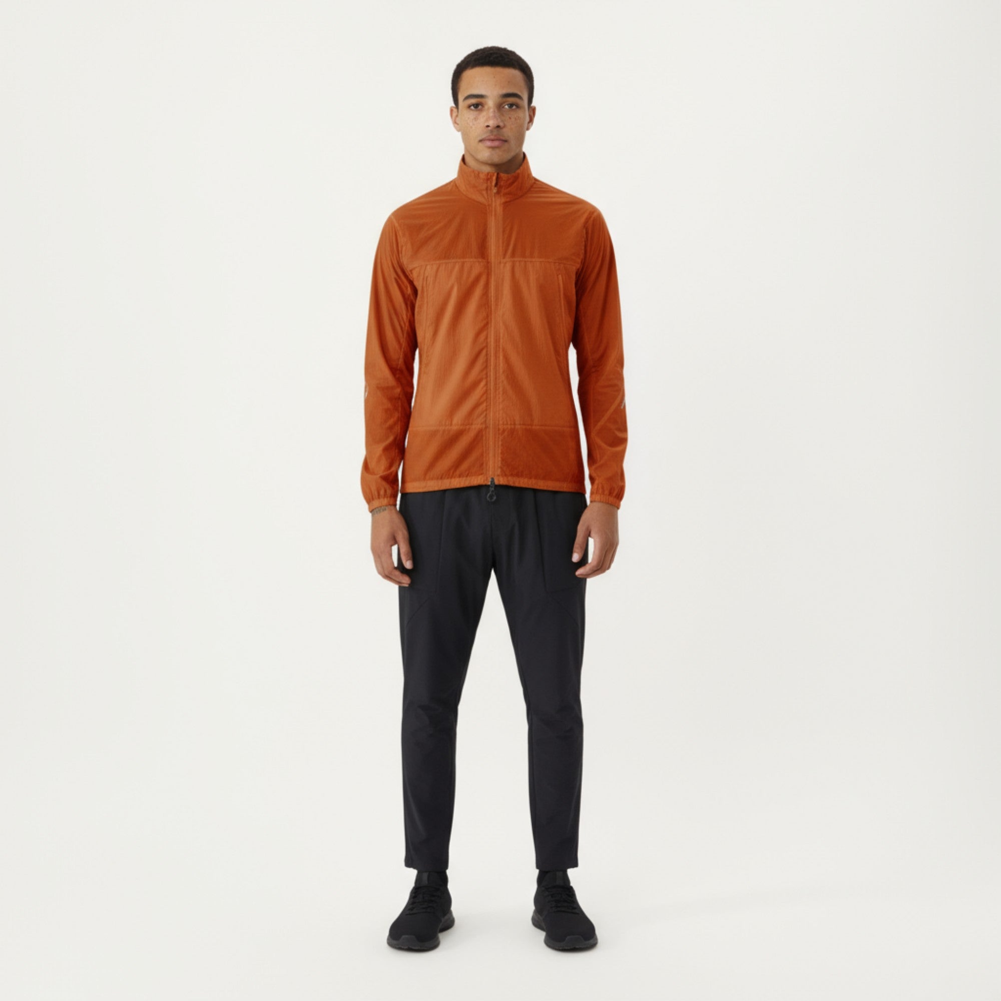 Anna-Kaci Men's Lightweight Zip-Up Windbreaker Jacket with High Collar and Elastic Cuffs
