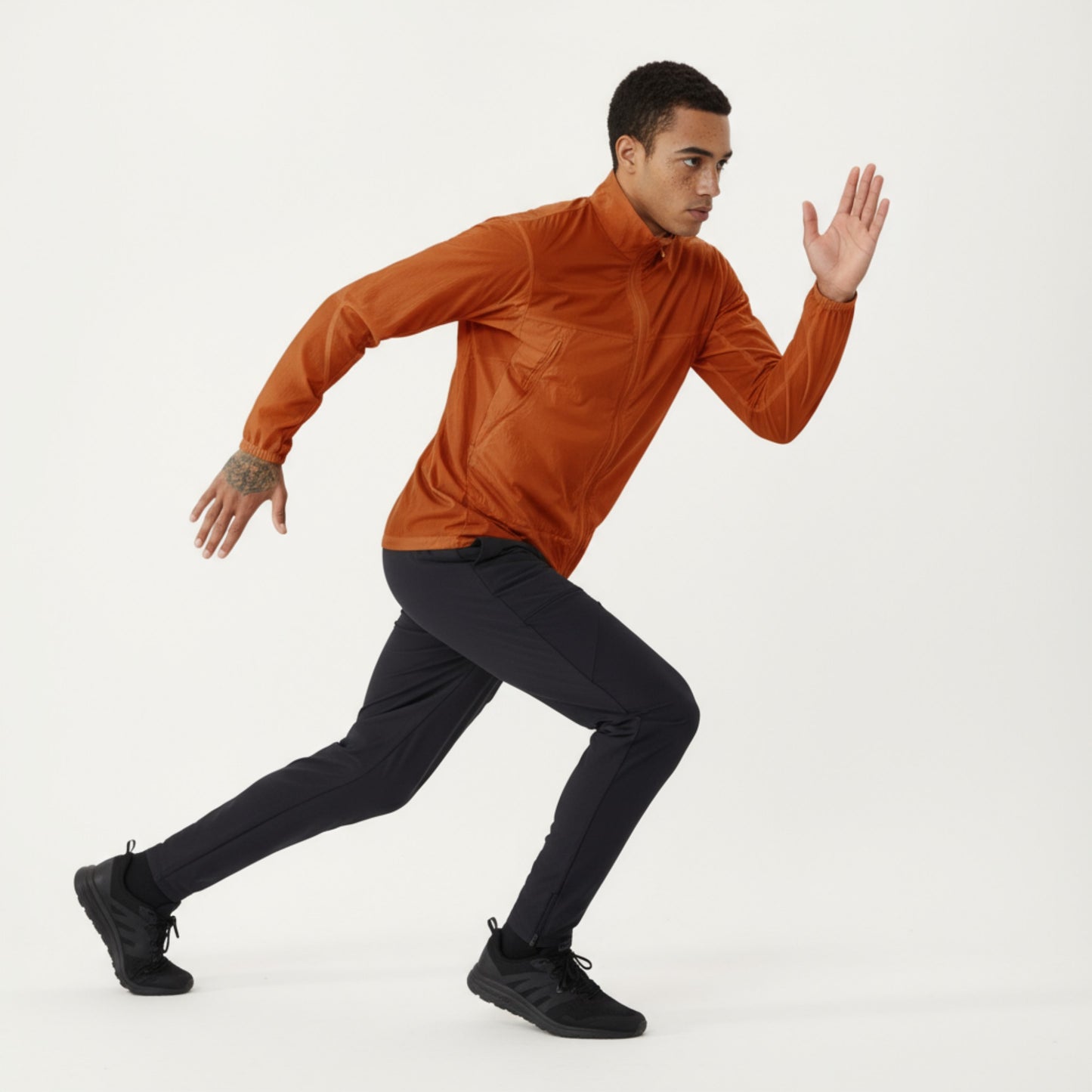 Anna-Kaci Men's Lightweight Zip-Up Windbreaker Jacket with High Collar and Elastic Cuffs