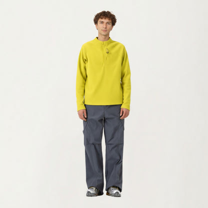 Anna-Kaci Men's Long Sleeve Quarter Zip Fleece Pullover with Mock Neck and Textured Waffle Knit Fabric