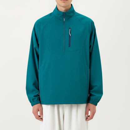 Anna-Kaci Men's Long Sleeve Quarter Zip Windbreaker Pullover with Elastic Cuffs and Zipper Chest Pocket