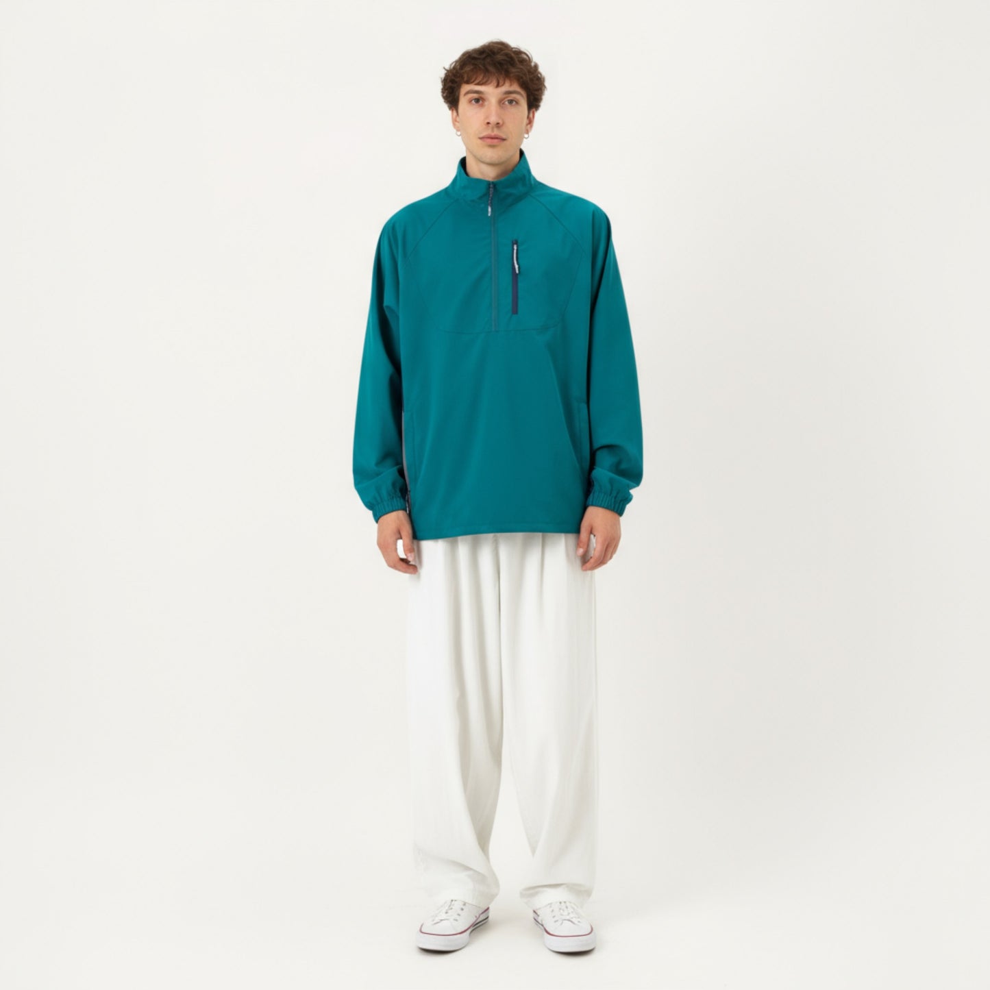 Anna-Kaci Men's Long Sleeve Quarter Zip Windbreaker Pullover with Elastic Cuffs and Zipper Chest Pocket