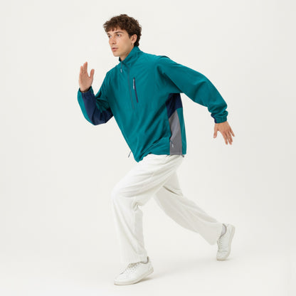 Anna-Kaci Men's Long Sleeve Quarter Zip Windbreaker Pullover with Elastic Cuffs and Zipper Chest Pocket