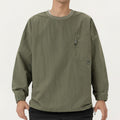 Anna-Kaci Men's Long Sleeve Crew Neck Utility Pullover with Zipper Chest Pocket and Elastic Cuffs