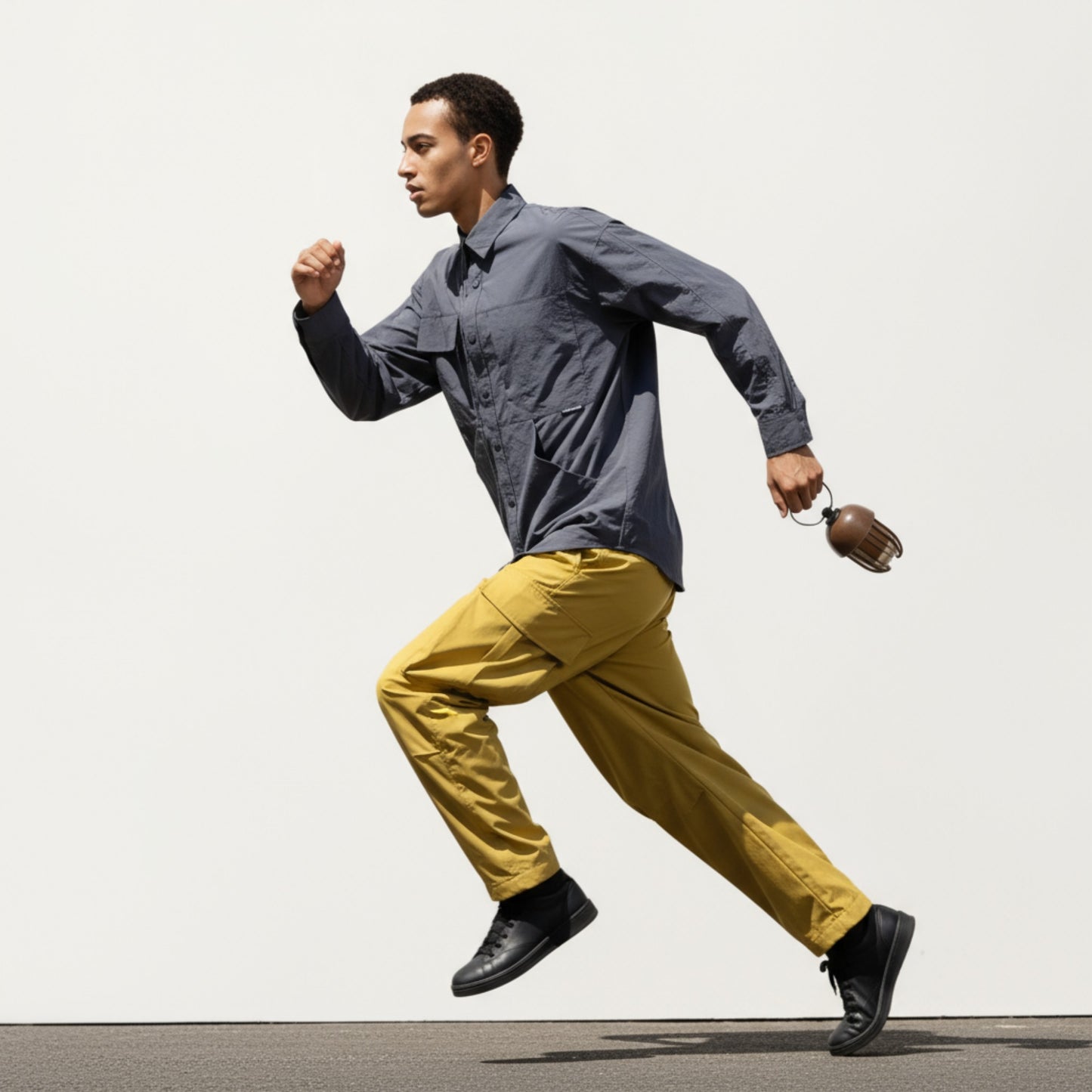 Anna-Kaci Men's Long Sleeve Button-Up Utility Shirt with Chest Pocket and Structured Stitch Detailing