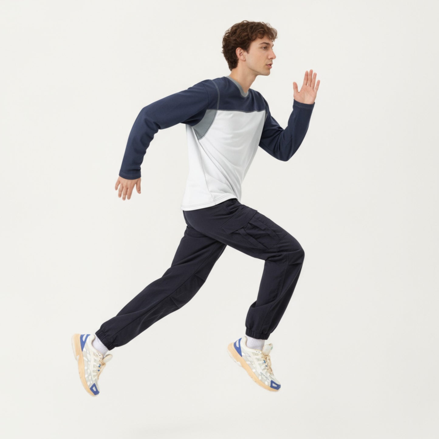 Anna-Kaci Men's Long Sleeve Color Block Crew Neck Pullover with Contrast Stitching and Relaxed Fit