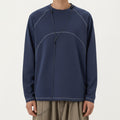 Anna-Kaci Men's Long Sleeve Crew Neck Pullover with Raglan Seams and Subtle Front Stitch Detail
