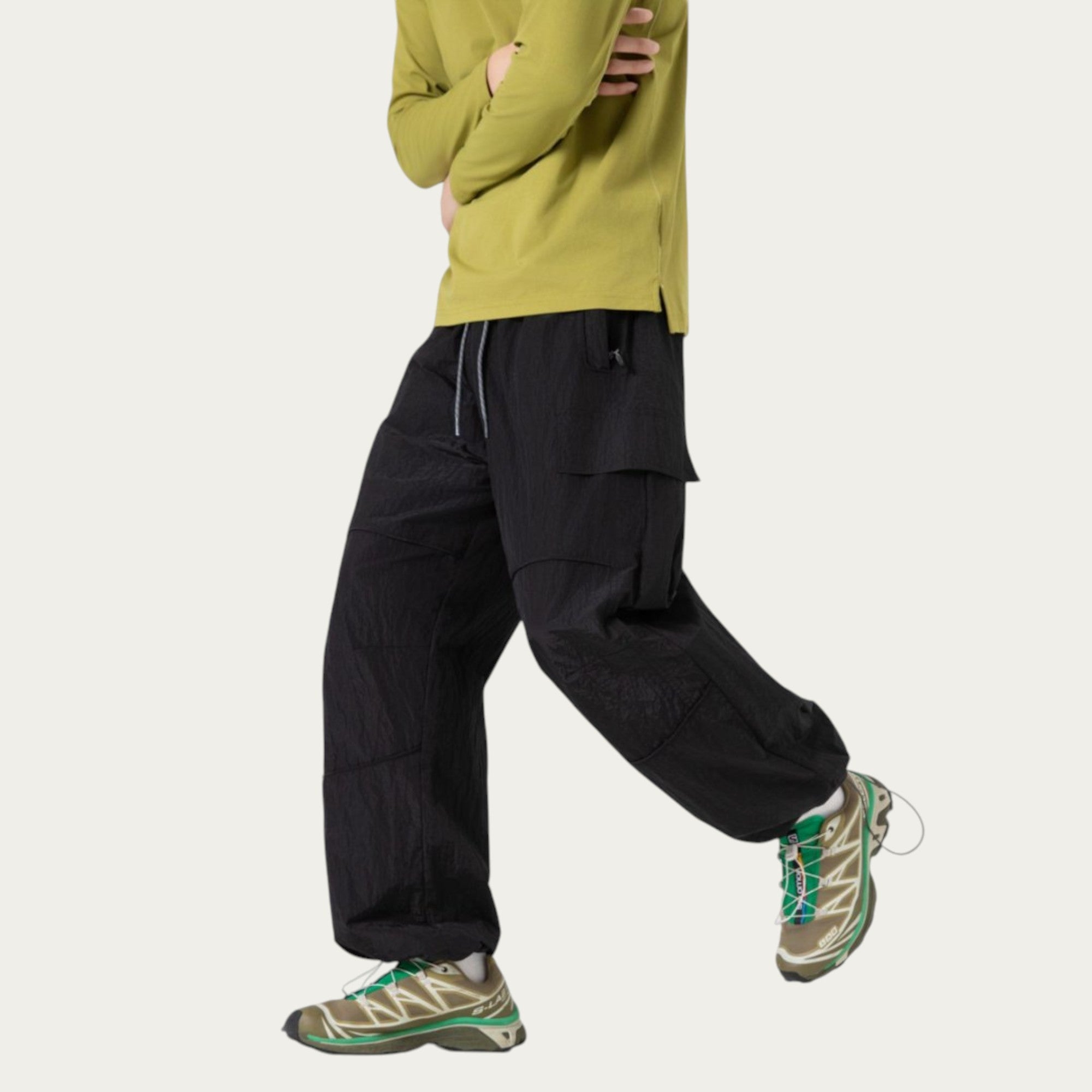 Anna-Kaci Men's Lightweight Cargo Pants with Drawstring Waist and Utility Pockets