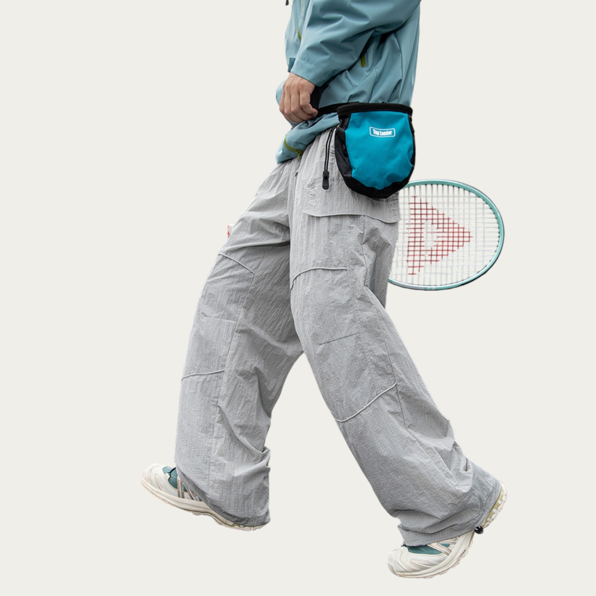 Anna-Kaci Men's Lightweight Cargo Pants with Drawstring Waist and Utility Pockets