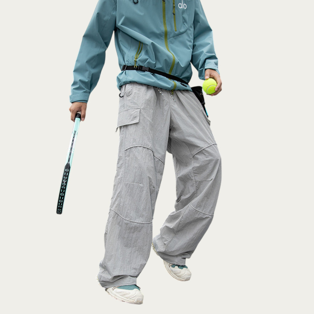 Anna-Kaci Men's Lightweight Cargo Pants with Drawstring Waist and Utility Pockets