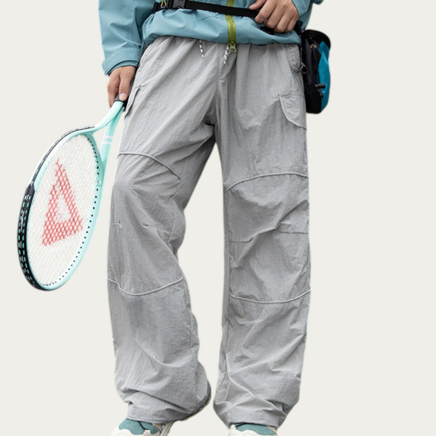 Anna-Kaci Men's Lightweight Cargo Pants with Drawstring Waist and Utility Pockets