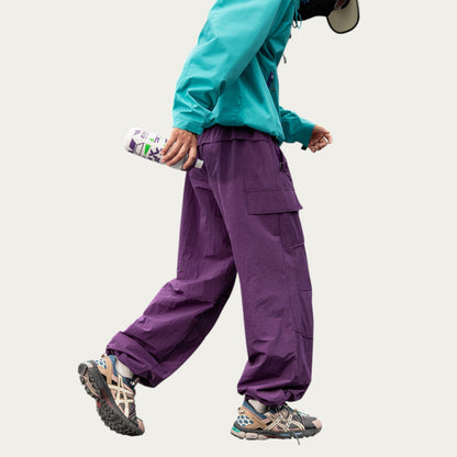 Anna-Kaci Men's Lightweight Cargo Pants with Drawstring Waist and Utility Pockets