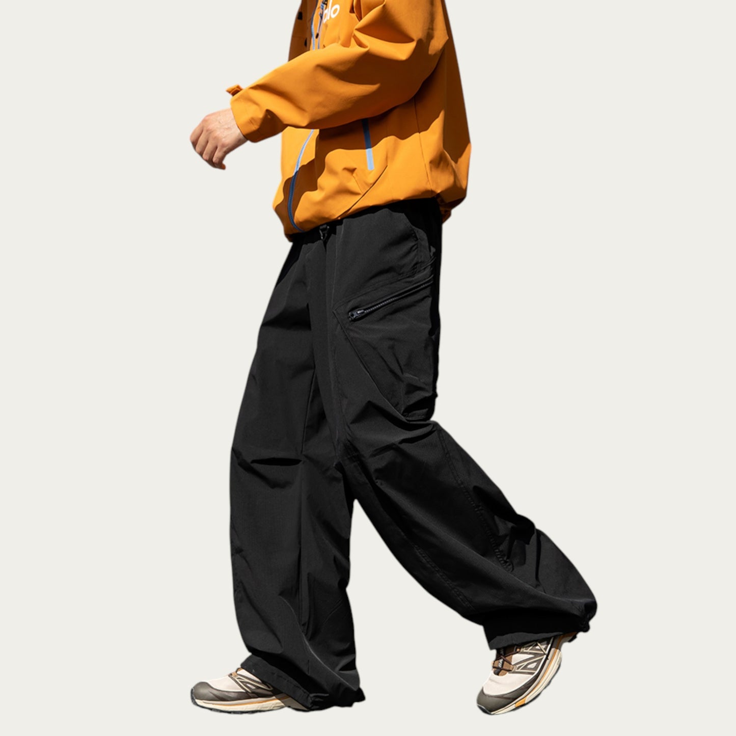 Anna-Kaci Men's Relaxed Fit Cargo Pants with Side Pockets and Adjustable Drawstring Waist