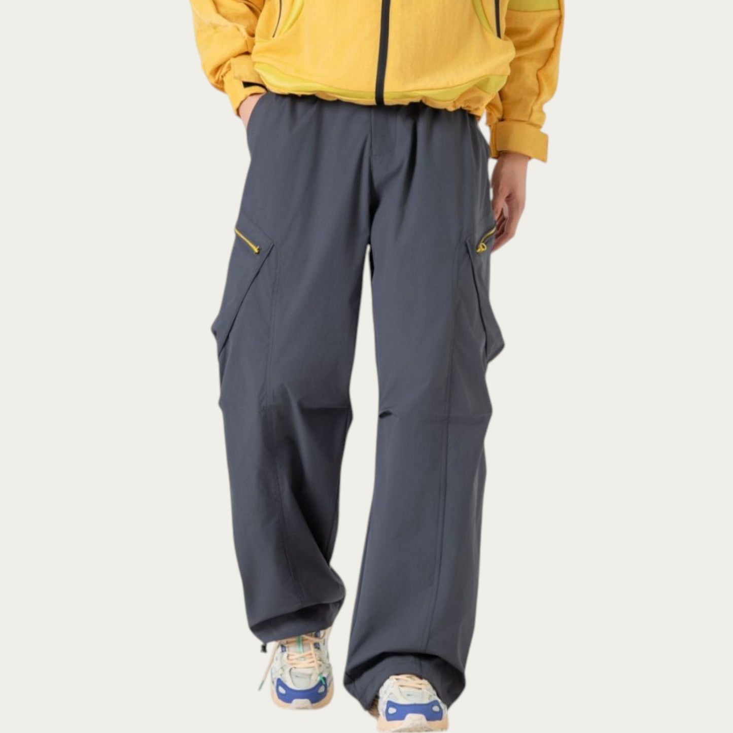 Anna-Kaci Men's Relaxed Fit Cargo Pants with Side Pockets and Adjustable Drawstring Waist