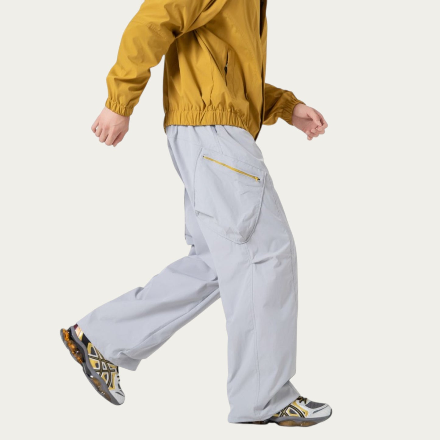 Anna-Kaci Men's Relaxed Fit Cargo Pants with Side Pockets and Adjustable Drawstring Waist