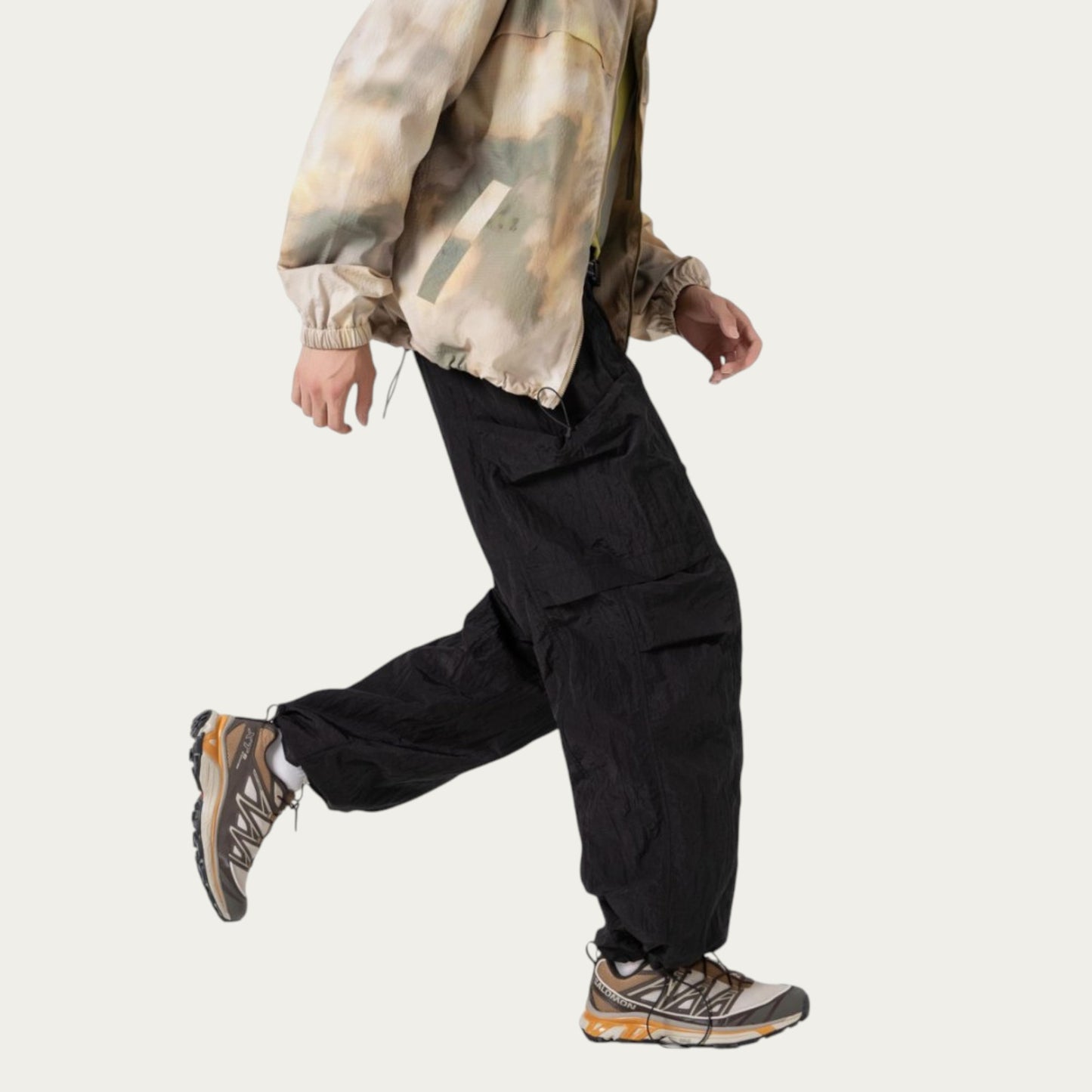 Anna-Kaci Men's Oversized Cargo Pants with Adjustable Drawstring Hem and Multi-Pocket Design