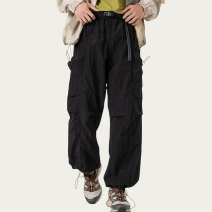 Anna-Kaci Men's Oversized Cargo Pants with Adjustable Drawstring Hem and Multi-Pocket Design