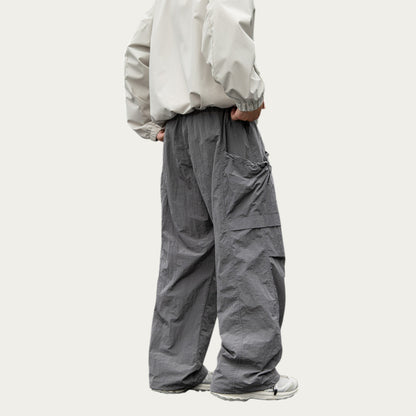 Anna-Kaci Men's Oversized Cargo Pants with Adjustable Drawstring Hem and Multi-Pocket Design
