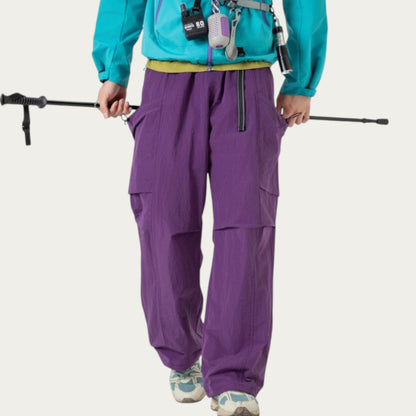 Anna-Kaci Men's Oversized Cargo Pants with Adjustable Drawstring Hem and Multi-Pocket Design