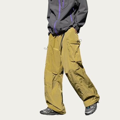 Anna-Kaci Men's Oversized Cargo Pants with Adjustable Drawstring Hem and Multi-Pocket Design