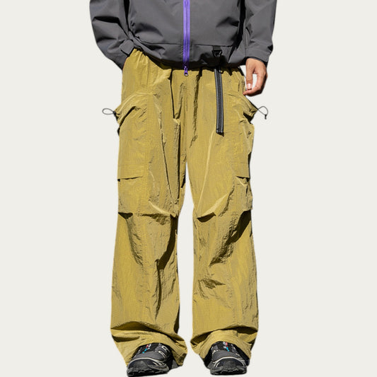 Anna-Kaci Men's Oversized Cargo Pants with Adjustable Drawstring Hem and Multi-Pocket Design
