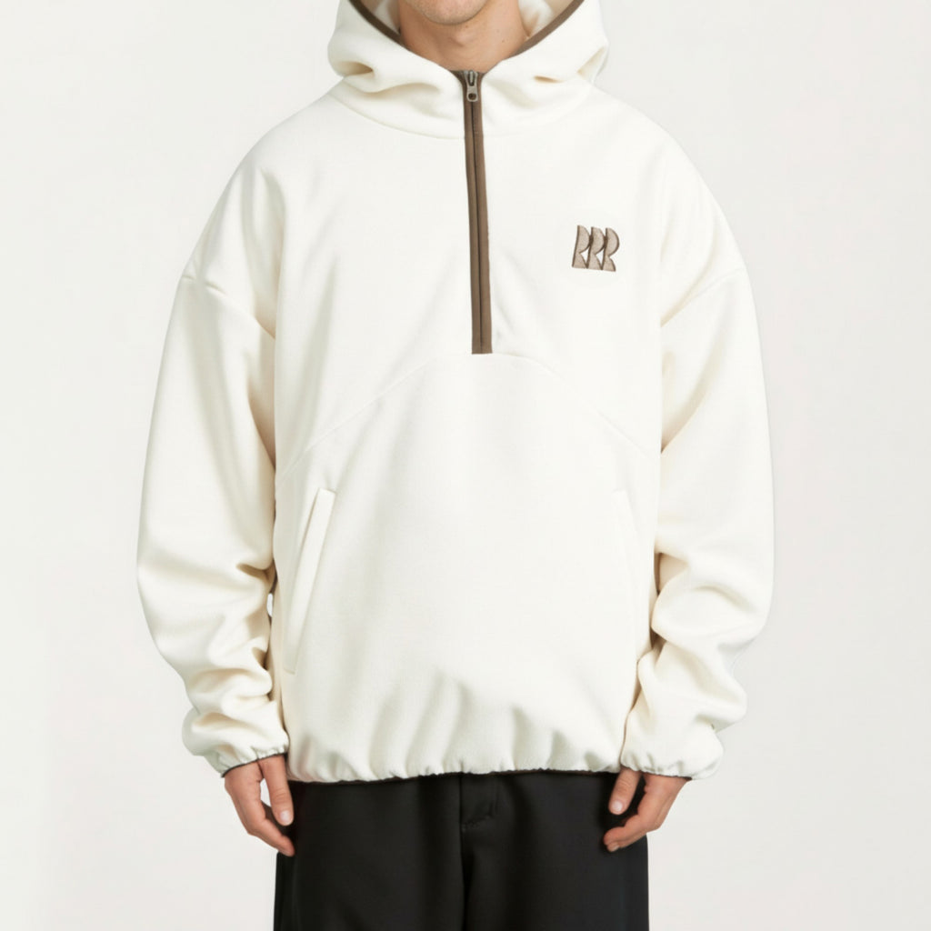 Anna-Kaci Men's Half Zip Hooded Pullover with Front Pocket and Relaxed Fit