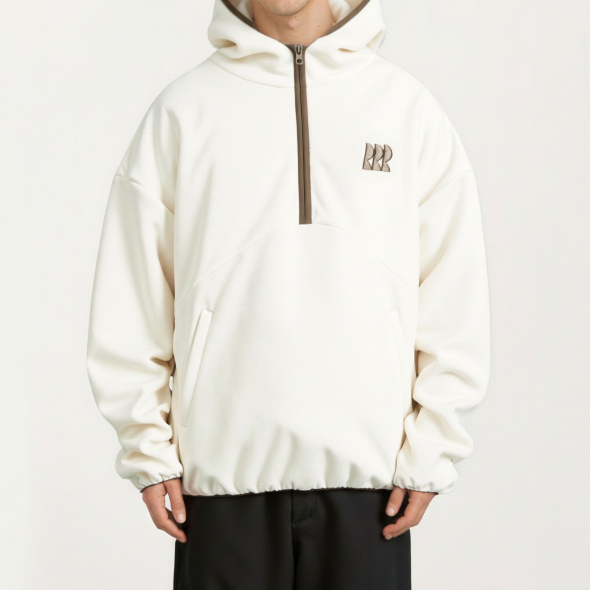 Anna-Kaci Men's Half Zip Hooded Pullover with Front Pocket and Relaxed Fit