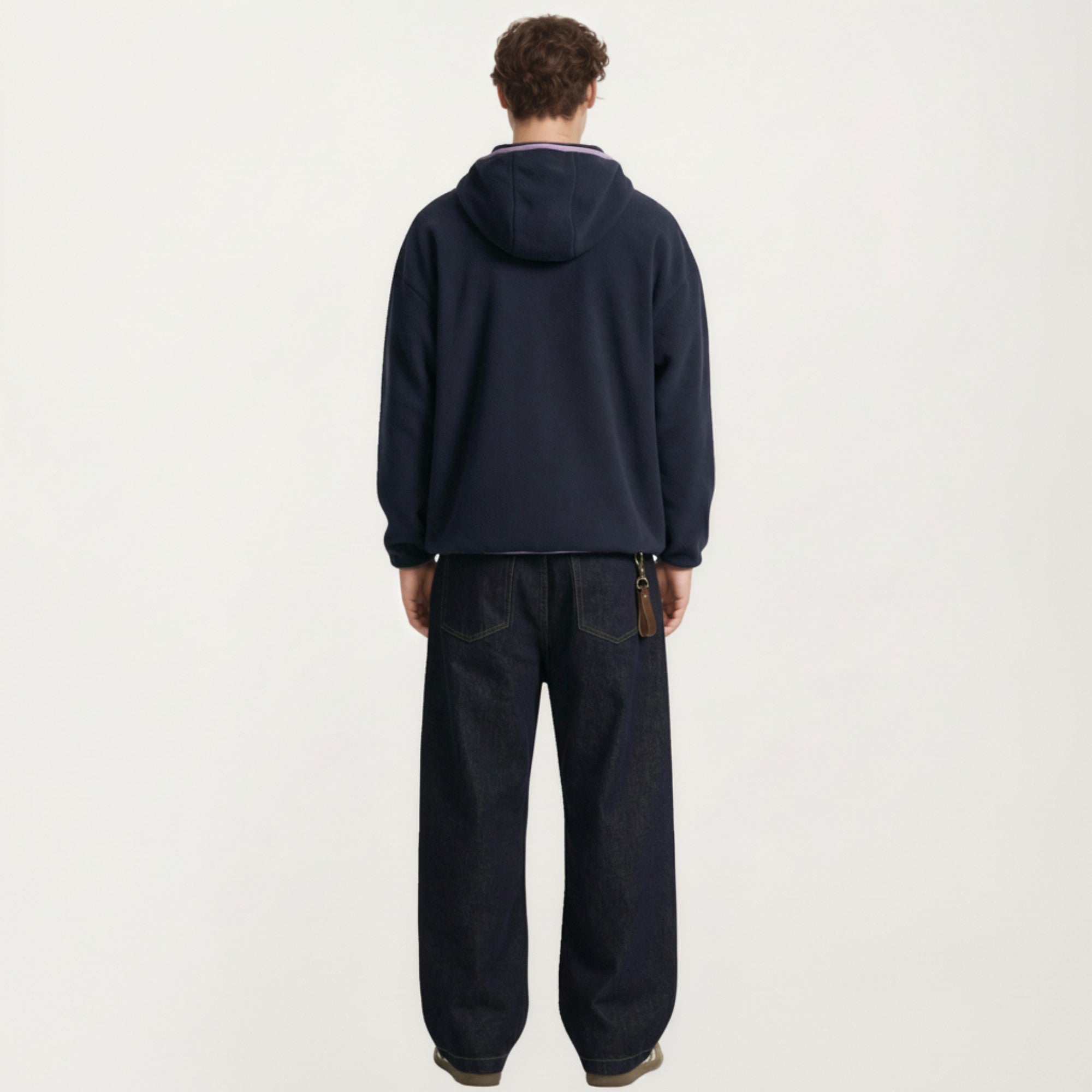 Anna-Kaci Men's Half Zip Hooded Pullover with Front Pocket and Relaxed Fit