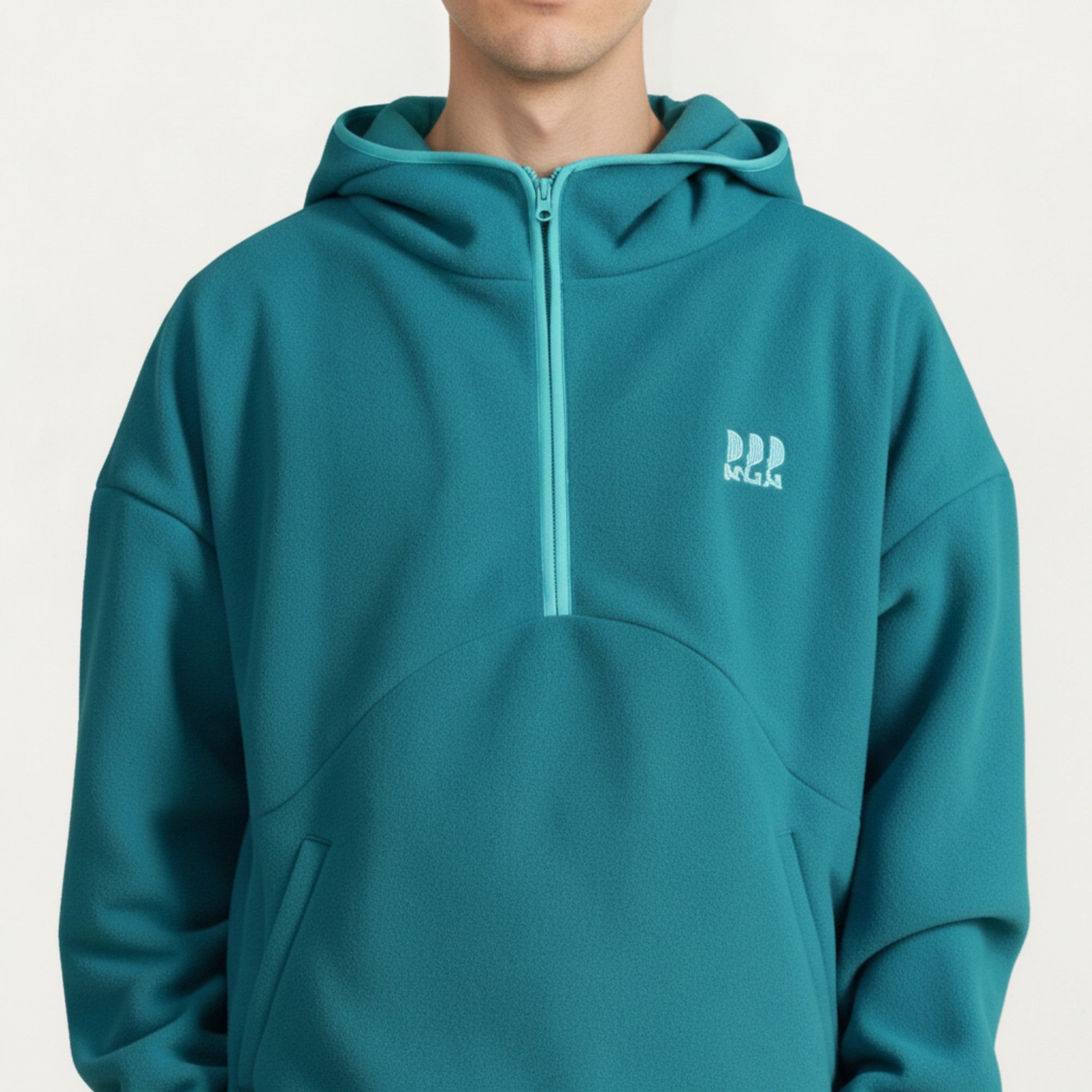 Anna-Kaci Men's Half Zip Hooded Pullover with Front Pocket and Relaxed Fit