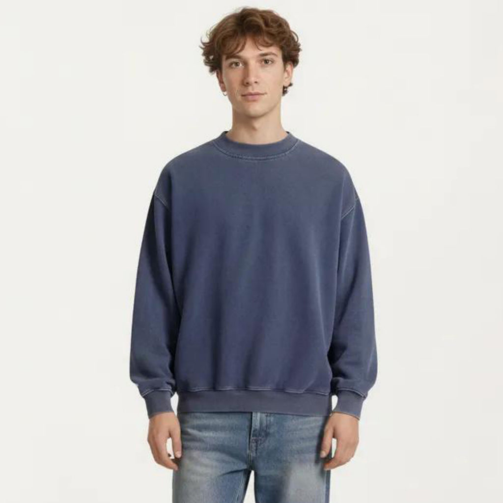 Anna-Kaci Men's Crewneck Sweatshirt with Ribbed Trim and Relaxed Fit