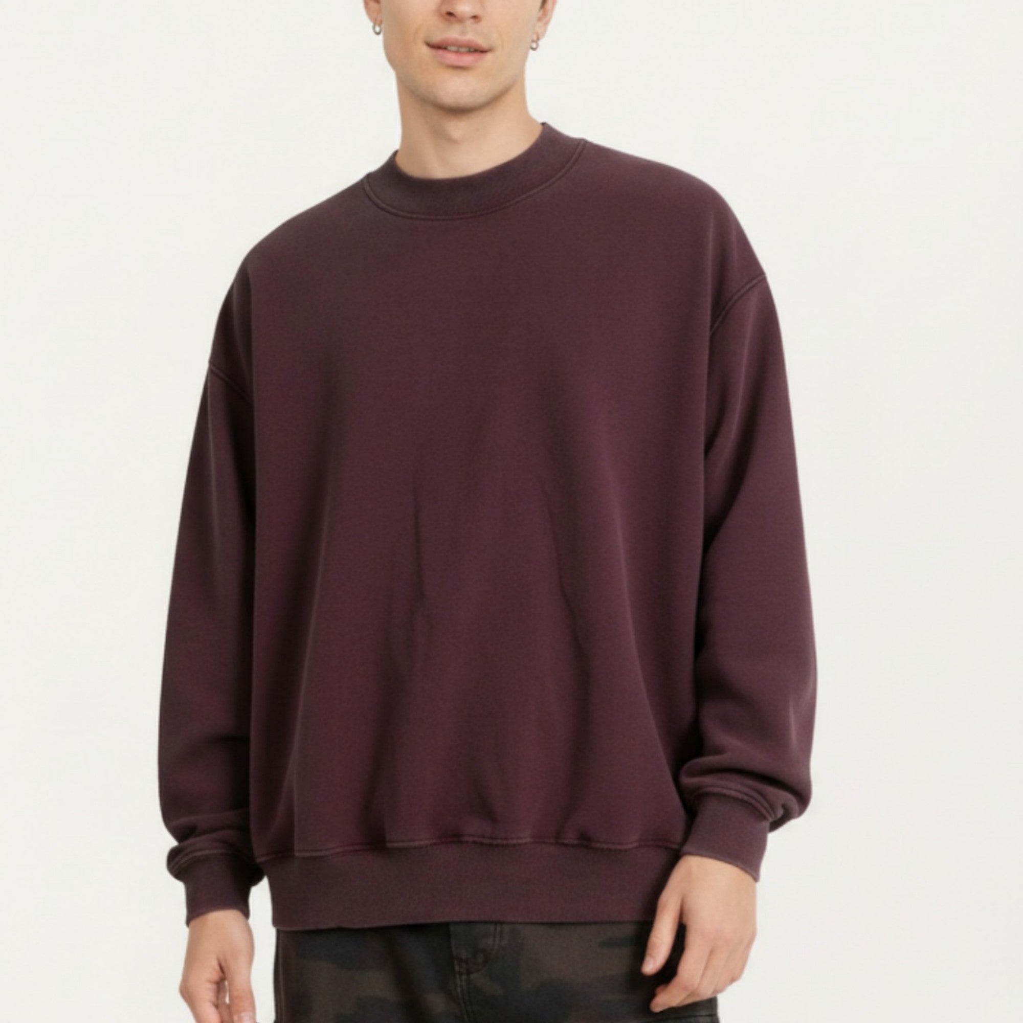 Anna-Kaci Men's Crewneck Sweatshirt with Ribbed Trim and Relaxed Fit