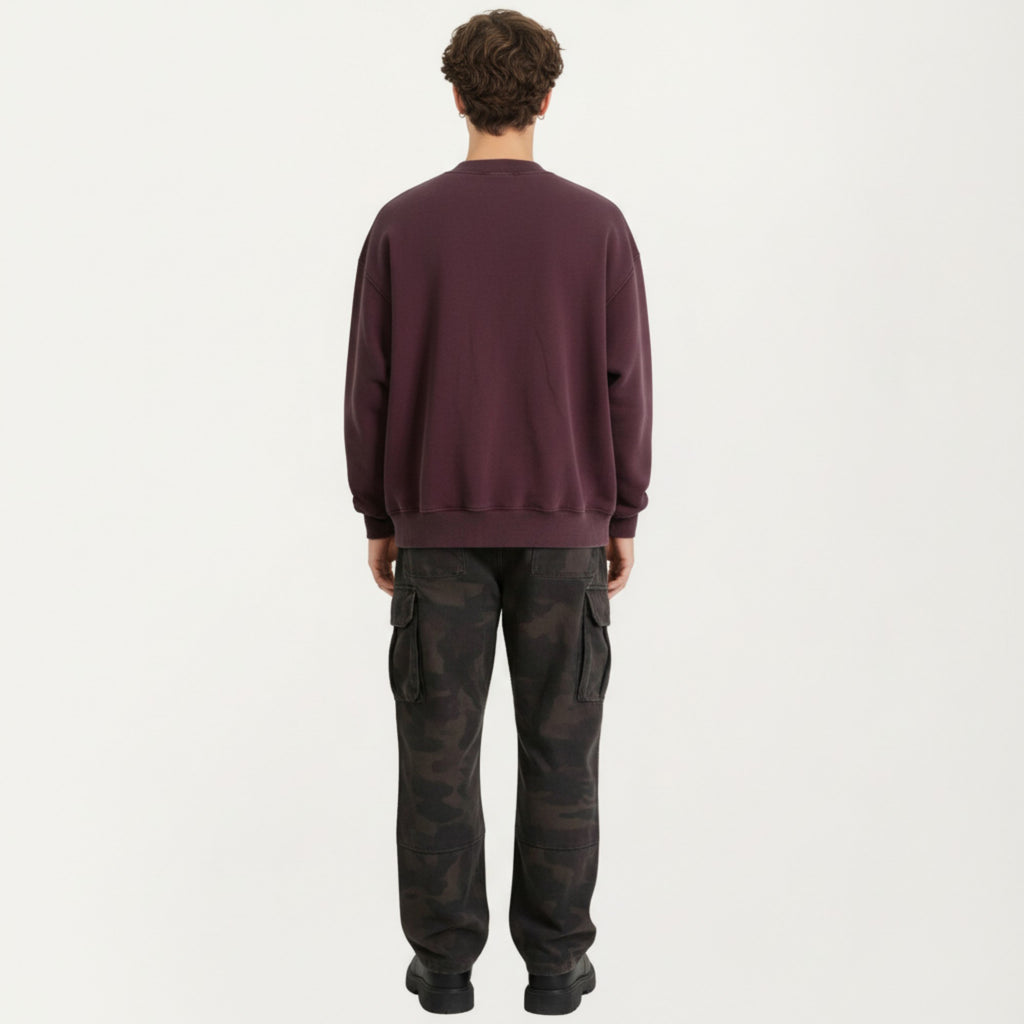 Anna-Kaci Men's Crewneck Sweatshirt with Ribbed Trim and Relaxed Fit