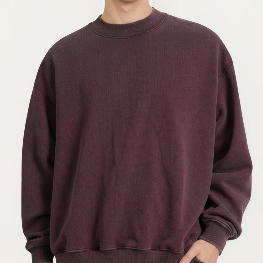 Anna-Kaci Men's Crewneck Sweatshirt with Ribbed Trim and Relaxed Fit