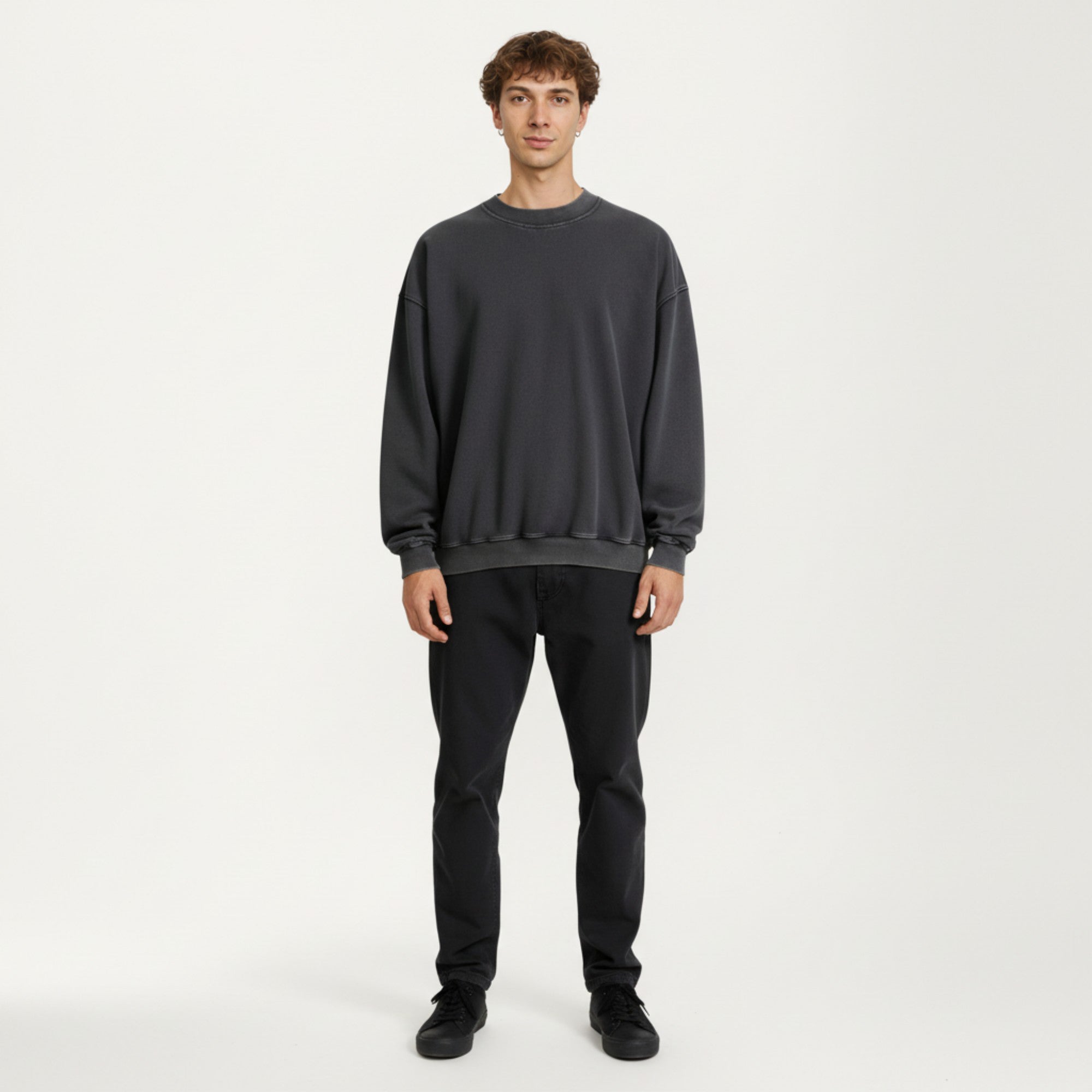 Anna-Kaci Men's Crewneck Sweatshirt with Ribbed Trim and Relaxed Fit